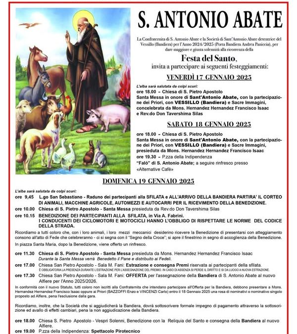 Festeggiamenti di Sant’Antonio Abate a Zagarolo: celebrazioni fino al 19 gennaio 2025